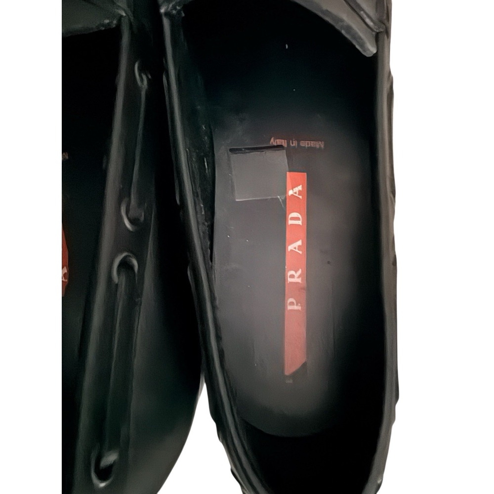 Prada MENS Loafers 8 Black Leather Driving Made In Italy EU 7 Women 9.5 - Picture 9 of 11